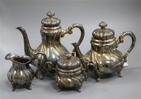 A matched German 925 and 835 four piece tea and coffee set. gross 63.5 oz.